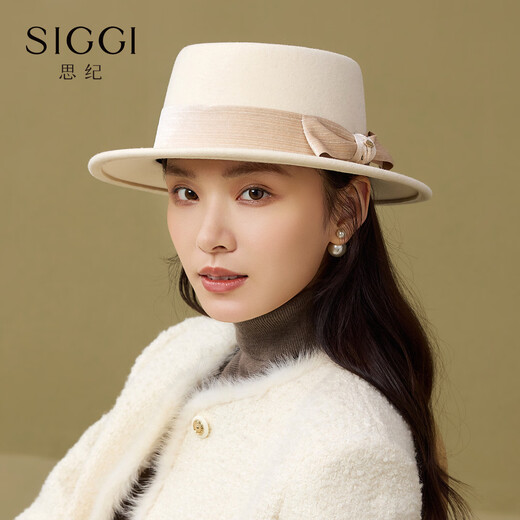 Siggi wool top hat women's autumn and winter gold style hat wedding fashion bow retro French top hat simple basin hat