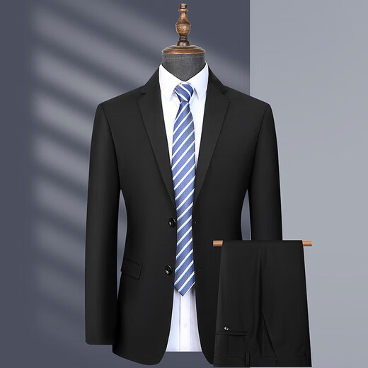 Suit Suit Men's Business Formal Wear Professional Work Wear Suit Male Groomsman Groom Wedding Dress Black 56 (195)