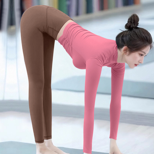 Shuangxiu plus velvet yoga suit for women 2025 new style half turtleneck sports top Pilates training fitness long-sleeved autumn and winter pink velvet top M 100-115