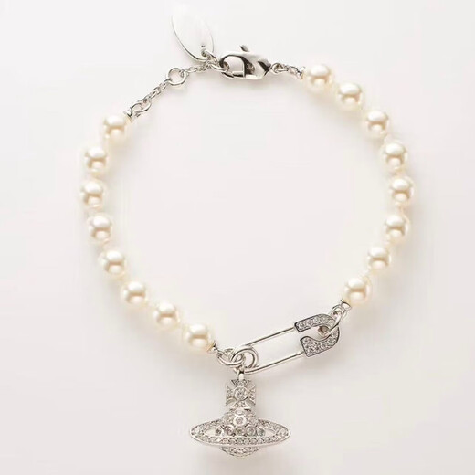 VVIENNE WESTLOCK counter genuine SF gift box Western Queen Mother's classic Saturn bracelet jewelry gift for girlfriend and wife silver-Saturn full diamond earrings