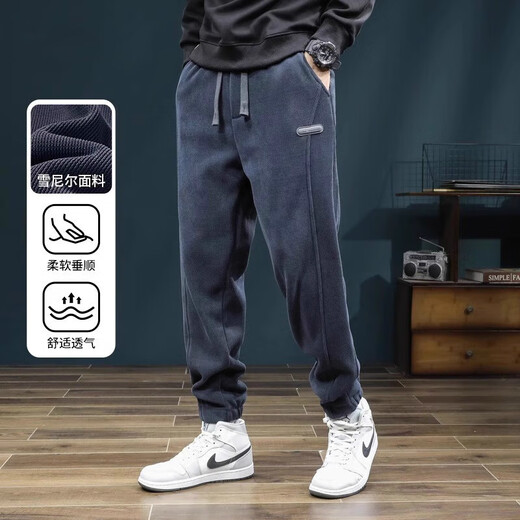 Clearance leakage corduroy casual pants for men in autumn and winter loose leggings sweatpants thickened warm workwear sweatpants Factory direct sales high quality clearance leakage K162 plus velvet gray 4XL Recommended weight 160-170Jin Jin equals 0.5kg Can be worn