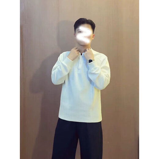 7 excellent products Henry collar sweatshirt men's autumn and winter new fashion brand heavyweight polo shirt loose shoulder jacket top men LHFS-CX81 black XL