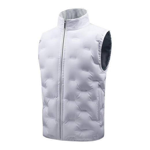 New autumn and winter outdoor riding windproof and rainproof down plus velvet vest warm flow inflatable warm vest for men white M