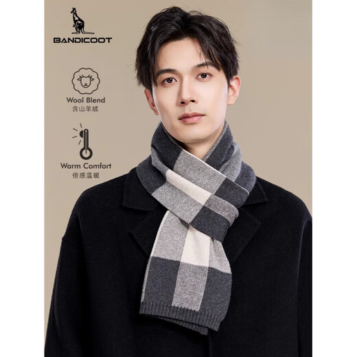 Kangaroo (DAISHU) cashmere men's scarf winter 2025 new warm gift for boyfriend birthday gift box scarf for men coffee color