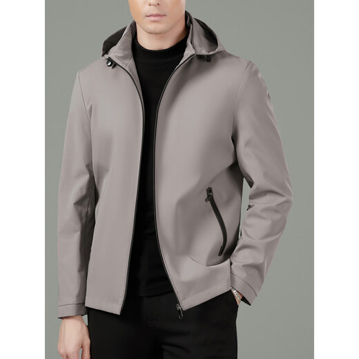 LiLang Fashion Men's Autumn Jacket with Detachable Hood for Young and Middle-aged Men's Casual Jacket Stand Collar Top Trendy Navy 5XL 200/112