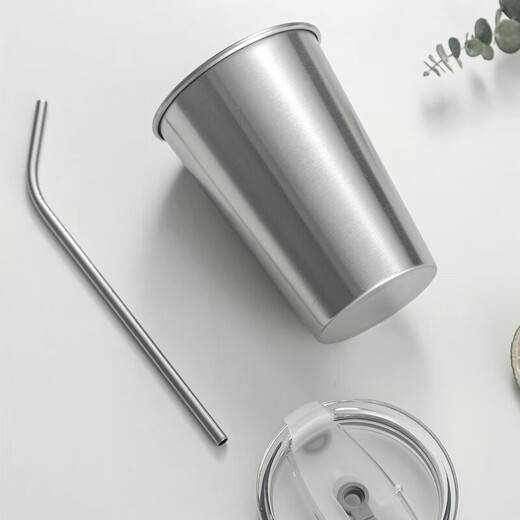 Customized 304 stainless steel beer cup lightning yellow cold water cup dew style portable gift mouthwash cup coffee 500ml silver unpictured cup