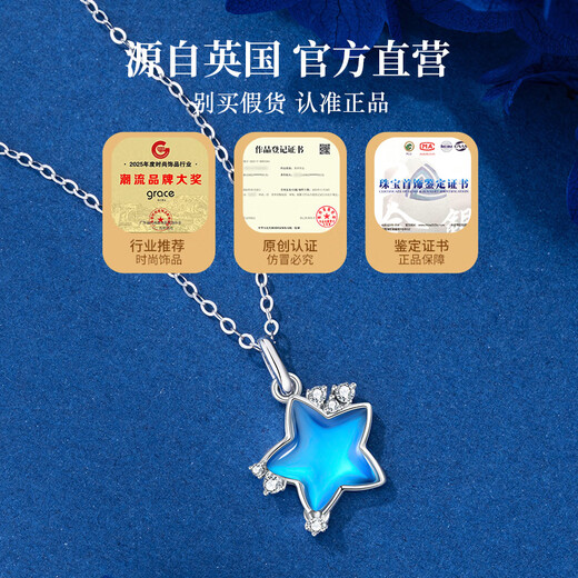 Grace Girl 18K gold star necklace for women new light luxury design platinum pendant practical birthday gift for girlfriend and wife 18K gold star necklace + light luxury gift box