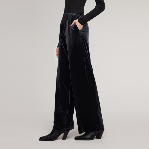 Gloria velvet wide-leg pants for women 2025 new winter wear knitted seamless high-waisted trousers 1EDL1I420 41B Gray S