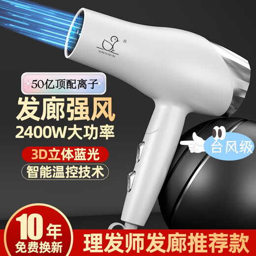 Xiaoya (XIAOYA) 2400W high-power hair salon hair dryer negative ion blue light hair care folding hair dryer powerful high-speed large hair dryer King top version Honor White + 2000W + free air nozzle + foldable 4.5 billion blue light ion hair care typhoon-level wind movement
