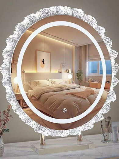 DL Sunflower Acrylic Makeup Mirror with LED Light Integrated Desktop Makeup Mirror Plug-in Model 430 Backlight Plug-in Model Acrylic Water 0 Count 1x1cm