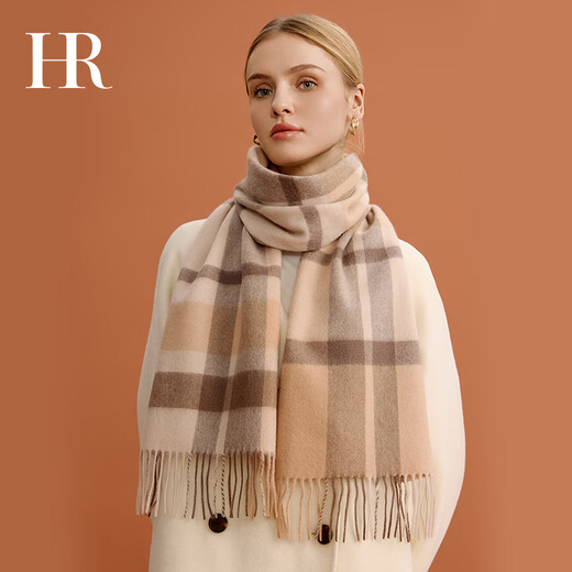 HR Helena brand wool scarf for women autumn and winter 2025 new warm scarf birthday gift for girl girlfriend milk coffee grid brand counter gift box