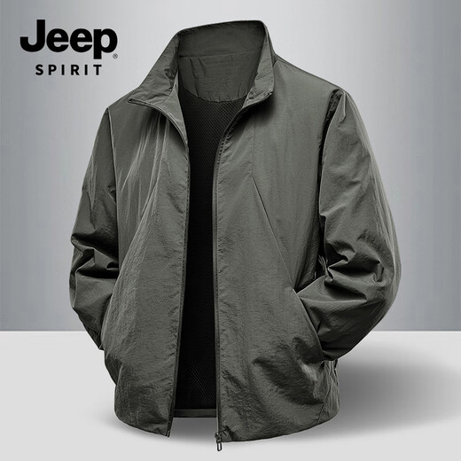 JEEP SPIRIT Light Business Jacket 2025 Autumn New Wear-resistant Casual Versatile Stand Collar Jacket 8988 Black XL