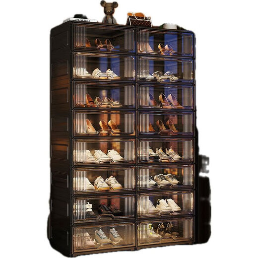 Yusenyi shoe cabinet storage cabinet integrated wall-mounted transparent shoe box home indoor good-looking multi-layer door door shoe rack full hard extra thick widened 1 column 10 layers - holds 20 pairs of large size shoes