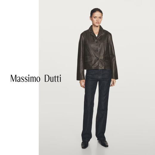 Massimo Dutti discount upgrade 2025 women's clothing cool and high-end retro motorcycle style genuine leather jacket 04735801 light green S (CN 170/88A)