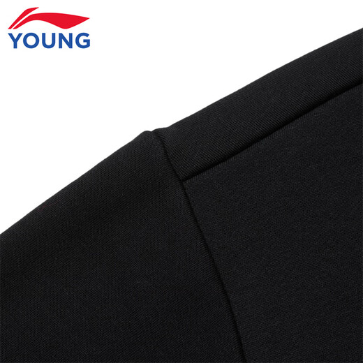 Li Ning children's sweatshirt for men and women, autumn and winter new thickened warm round neck loose casual children's sports and leisure sweatshirt black 73-3 plus velvet 160