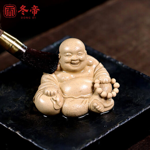 Winter Emperor Yixing purple sand tea pet Maitreya Buddha Chen Hongjun handmade Benshan Duan Xiaokou Zen meaning Yuanbao Buddha fine tea toy can nourish Benshan Maitreya (Chen Hongjun handmade work)