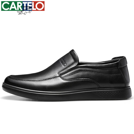 CARTELO crocodile leather shoes for men, first-layer cowhide, soft sole, comfortable one-leg business casual dad men's shoes 6931 black 43