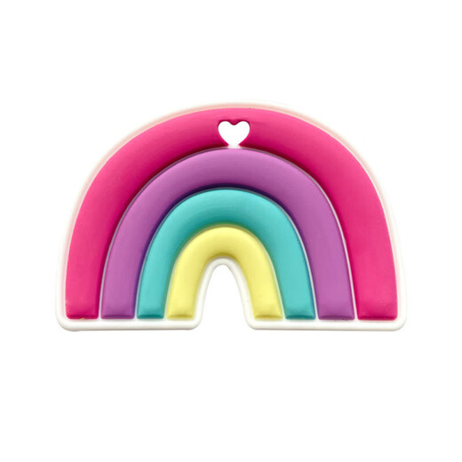 Rainbow chewable baby anti-biting hand food-grade children's oral molar stick can be boiled silicone teether pink 1 piece