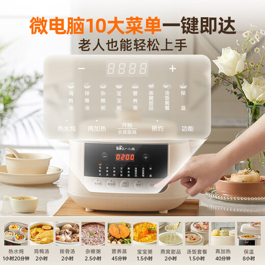 Bear electric stew pot, soup pot, electric stew pot, water-proof bird's nest stew pot, soup stew pot, stew and steamer all-in-one electric pot for 3-4 people 4.1L DDZ-J25H5