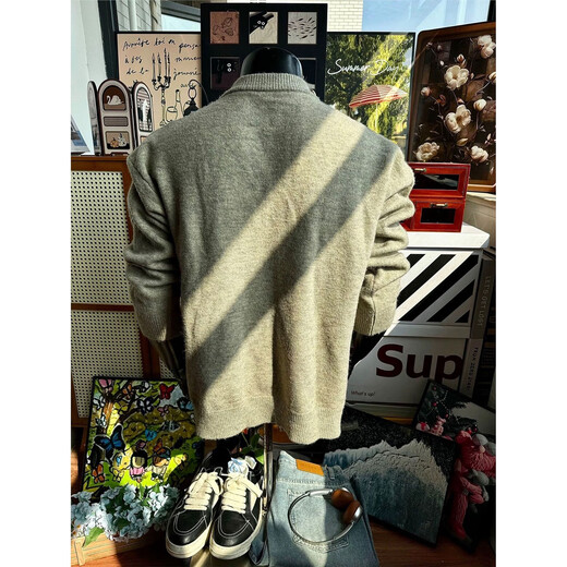 Jingxuan American retro Henry collar sweater men's autumn and winter lazy style sweater cleanfit warm inner wear floral gray upgraded version 95 users choose floral gray M