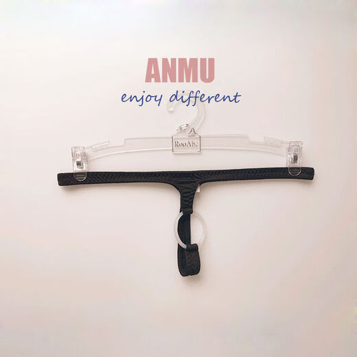 New style unobstructed low-waist men's thong silicone ring hollow sexy men's underwear elastic tight men's T-pants black M2 feet-2 feet 3