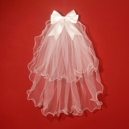 
A short and simple super fairy registration photo props bride's main wedding dress and get engaged with white deer - double-layer curly veil about 50cm_