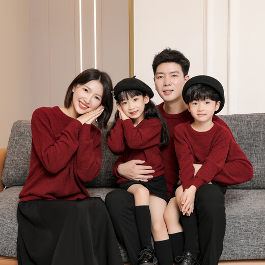 G.duck special parent-child sweater for a family of three and four 2025 autumn and winter new mother-daughter mother-child family portrait street autumn clothing off-white thickened model 175 L size