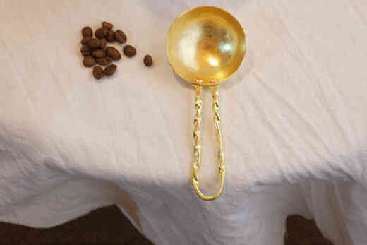 Shuangshan (SHIMOYAMA) handmade brass coffee spoon, copper coffee bean spoon, dessert spoon, brass tea spoon, measuring spoon, household creative copper spoon, brass spoon
