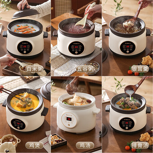 Chigo electric stew pot, steamer, electric cooking pot, stew pot, stew pot, casserole, stew and steaming, all-in-one food supplement pot, stew pot, electric stew pot, electric casserole pot, stew pot, stew pot, 2.8L, purple clay model, reservation smart, no supervision 2.8L