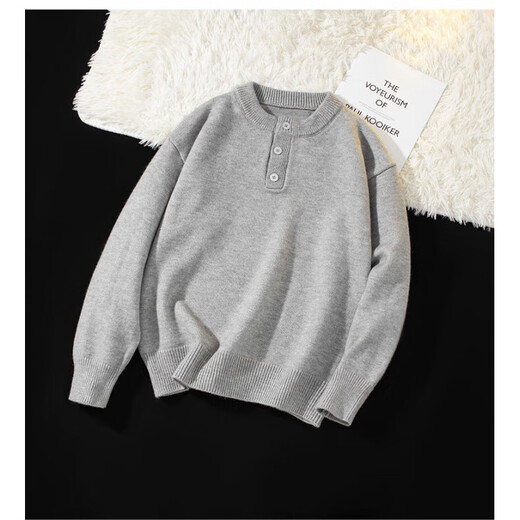 American Henry Collar Autumn and Winter Sweater Men's Sweater American Retro Casual Lazy Style Sweater Men's Solid Color Black 3XL