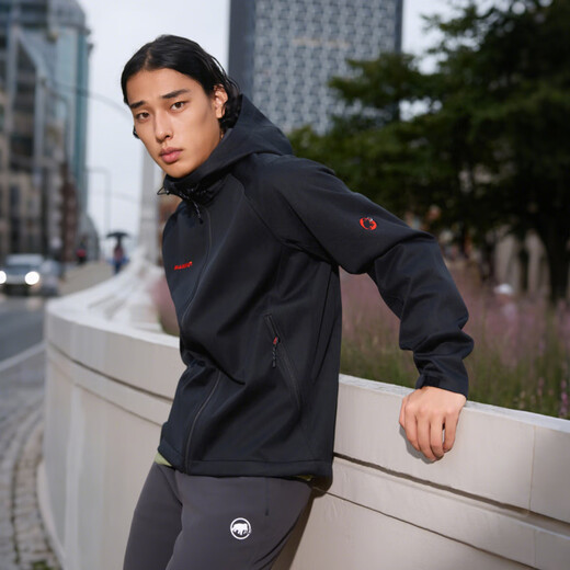 Mammoth (MAMMUT) Red Label Clion Men's and Women's Outdoor Windproof and Wear-Resistant Hooded Jacket Soft Shell Black Red Label M