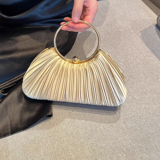 Xuan Shu handbag socialite high-end pleated bag 2025 new dinner cheongsam bag dress hand crossbody bag apricot