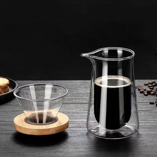 Double-layer glass hand-brewed coffee pot, home sharing pot set, high borosilicate filter cup, cold brew filter coffee set, hand-brewed coffee pot set