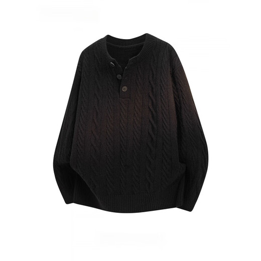 Jeanswest Half-breasted Sweater Men's Autumn and Winter Henley Collar Twist Lazy Knitted Bottoming Shirt Gray XL 120-140Jin Jin equals 0.5kg