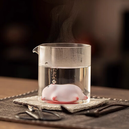 OIMG Ru Kiln Bubble Pig Tea Pet Tea Cup Ornament Tea Play Personal Home Decoration Cute Birthday Gift Creative Gift Giving Bubble Pig Tea Cup (Gift Box) Does Not Include Plate