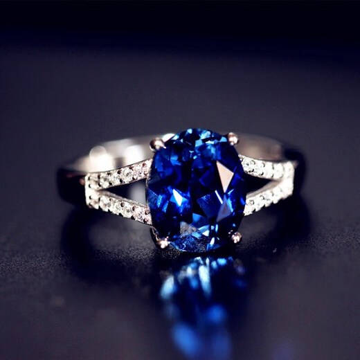 Lianshi 925 Herringbone Natural Tanzanite Sapphire Ring Women's Ring Hand-Inlaid Ring for Women Main Stone 8X10mm Live