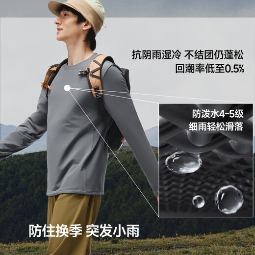 Beneunder long-sleeved T-shirt men's sweatshirt air fleece warm bottoming shirt round neck loose and comfortable CL010 soft white L