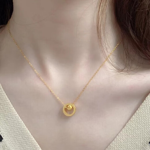Junshi quality old phoenix ancient gold pure gold 18k gold color alloy time to run necklace new fashion and high-end sense