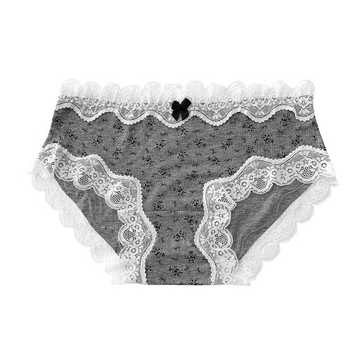 Universal Monet style flower lace panties for women, pure desire floral briefs, sexy girls low waist, white + dark gray + beige, one size fits all