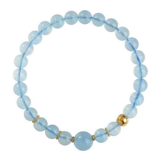 Potala Palace Aquamarine Pink Crystal Pearl Bracelet 925 Silver Zodiac Year Transfer Bead Single Circle Bracelet Birthday Gift for Men and Women
