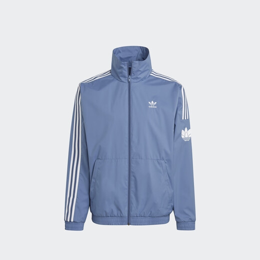Adidas casual simple three stripes woven stand collar jacket men's autumn Adidas clover dark blue (recommended to choose one size up) M