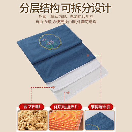 Jingyan mugwort hot compress blanket, moxibustion blanket, electric heating mattress, mugwort physiotherapy hot pack, body-warming electric blanket for home use, mugwort cervical pillow, embroidered purple, linen breathable upgraded model QAD-YZD mugwort pillow model 60*150 10-level temperature control