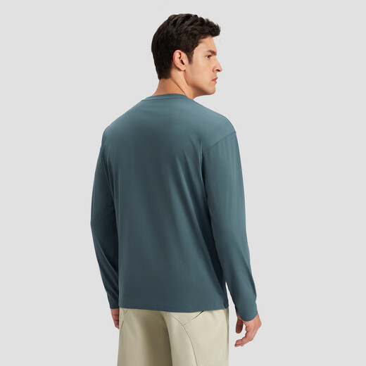 DESCENTE Essential series simple Henry collar quick-drying long-sleeved T-shirt sweater for men BK-BLACK L