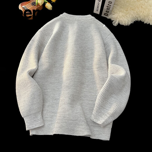JEEP SPIRIT 2025 American casual retro Henry collar sweater men's autumn and winter lazy style high-end knitted sweater for men black L