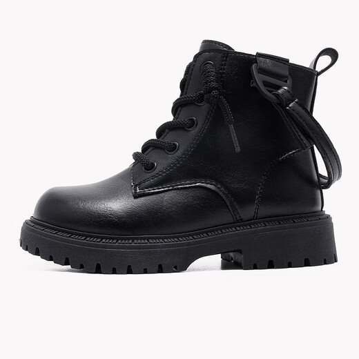 BOBDOG children's shoes, girls' winter comfortable and versatile boots, fashionable and warm children's Martin boots 112555127 black 34