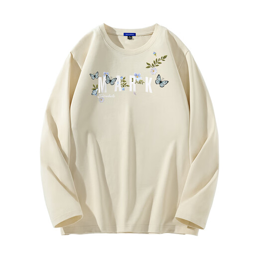 马克华菲2025秋季男士黑色纯棉长袖T恤透气百搭时尚潮流百搭圆领上衣男款