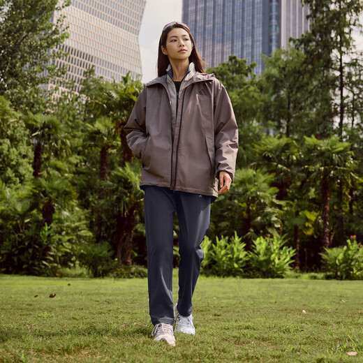 Adidas water-repellent woven hooded jacket for men and women in autumn Adidas official light sports charcoal gray L