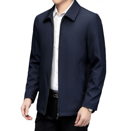 Lapel executive jacket leader style autumn and winter new velvet men's middle-aged and elderly dad wear stand-up collar jacket casual wear 219 black velvet 4XL