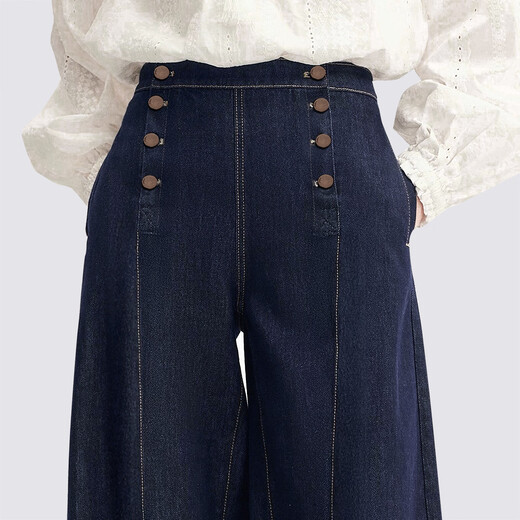 MeetMetro Maier Loose Casual Jeans Women's 2025 Autumn New Fashion Versatile Wide Leg Pants Denim Blue S