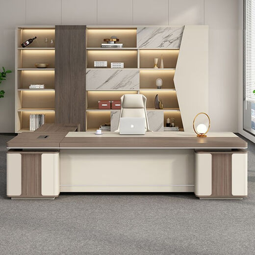 Ming Xi office desk simple modern office boss desk executive desk chairman president manager desk supervisor computer desk ready stock 1.8 meters boss desk does not include cabinets and chairs (thickened desktop)